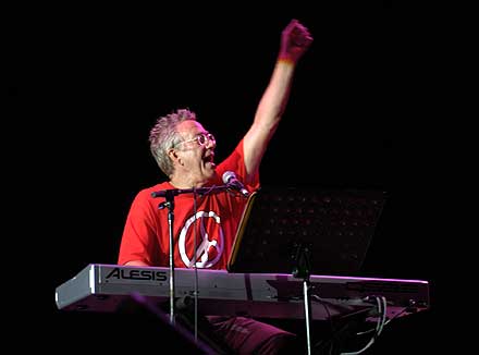 Ray Manzarek on keyboards is one of the original members of the band. 
